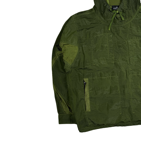 Stone Island 2020 Green Striped Nylon Metal Pullover Jacket - Large
