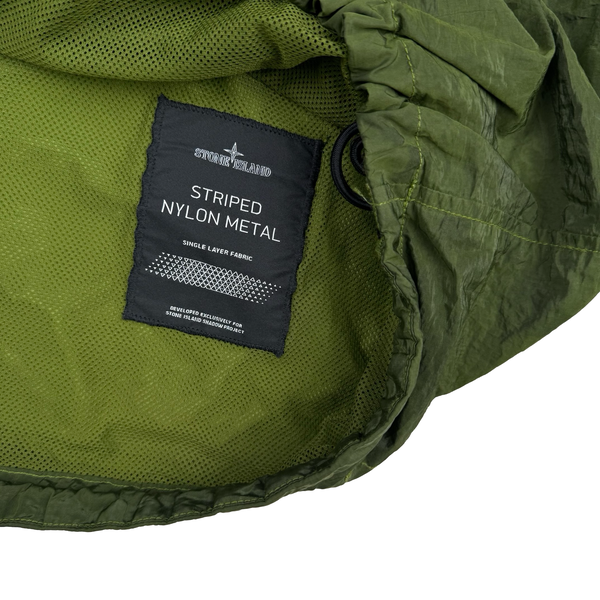 Stone Island 2020 Green Striped Nylon Metal Pullover Jacket - Large