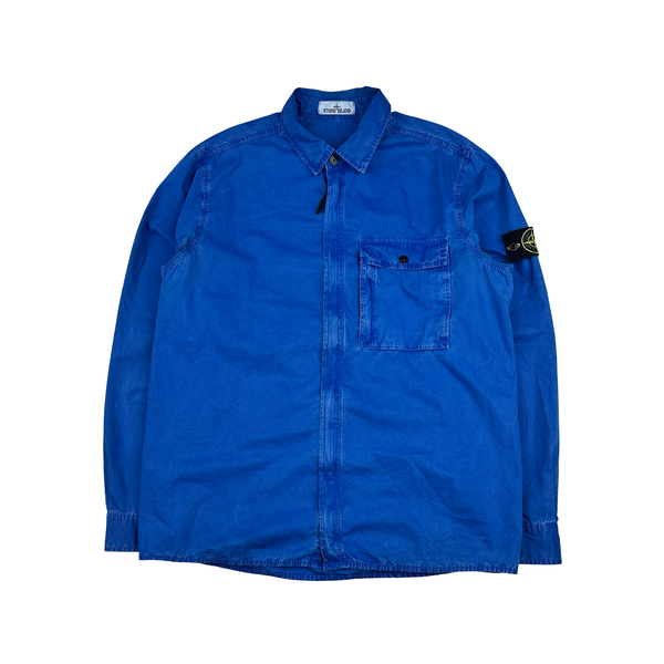 Stone Island 2017 Blue Zipped Front Pocket Overshirt - XL