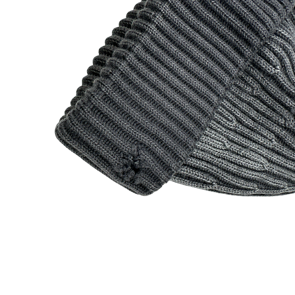 Stone Island 2011 Two Tone Grey Ribbed Wool Patch Beanie