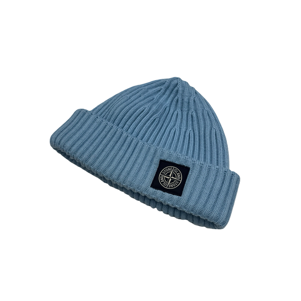 Stone Island 2023 Blue Lana Wool Beanie Hat