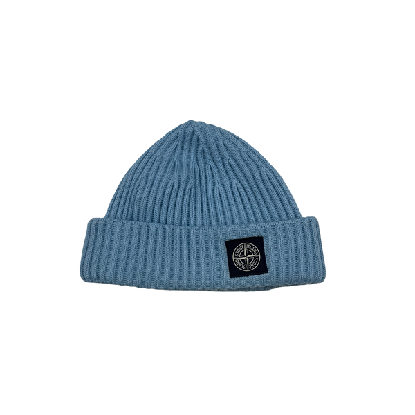Stone Island 2023 Blue Lana Wool Beanie Hat