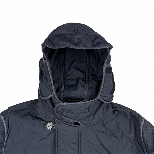 CP Company Navy 2009 Nylon Riot Mask Insulated Diamond Quilt Jacket - XL