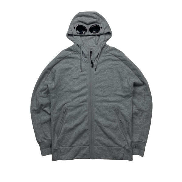 CP Company Light Grey Cotton Goggle Hoodie - Large