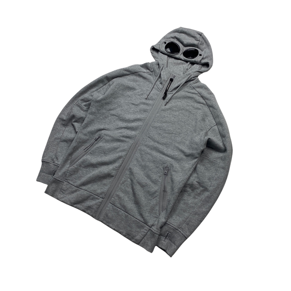 CP Company Light Grey Cotton Goggle Hoodie - Large