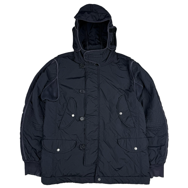 CP Company Navy 2009 Nylon Riot Mask Insulated Diamond Quilt Jacket - XL