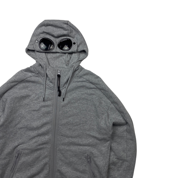 CP Company Light Grey Cotton Goggle Hoodie - Large