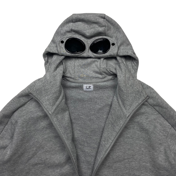 CP Company Light Grey Cotton Goggle Hoodie - Large