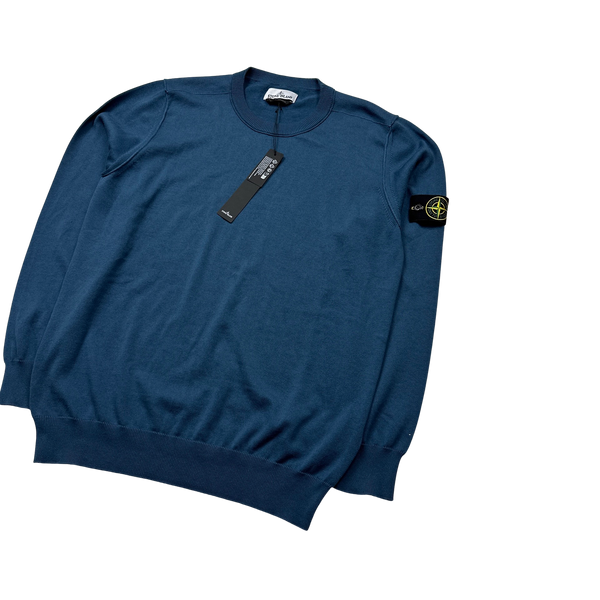 Stone Island 2023 Steel Blue Knitted Crewneck - XL