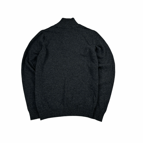 Lacoste Grey Pure Wool Quarter Zip Pullover Jumper - Small