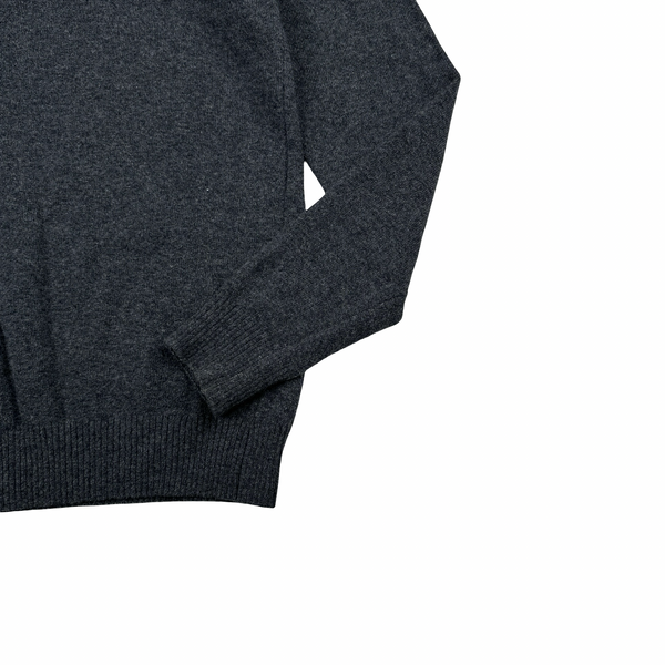 Lacoste Grey Pure Wool Quarter Zip Pullover Jumper - Small