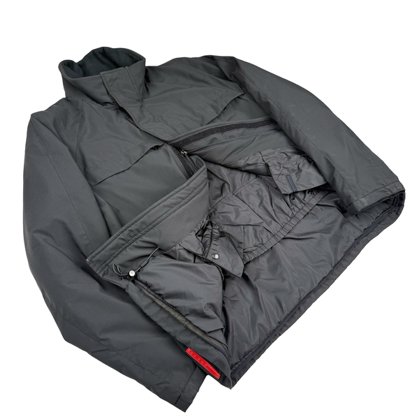 Prada Black Nylon Padded Red Tab Jacket - XL