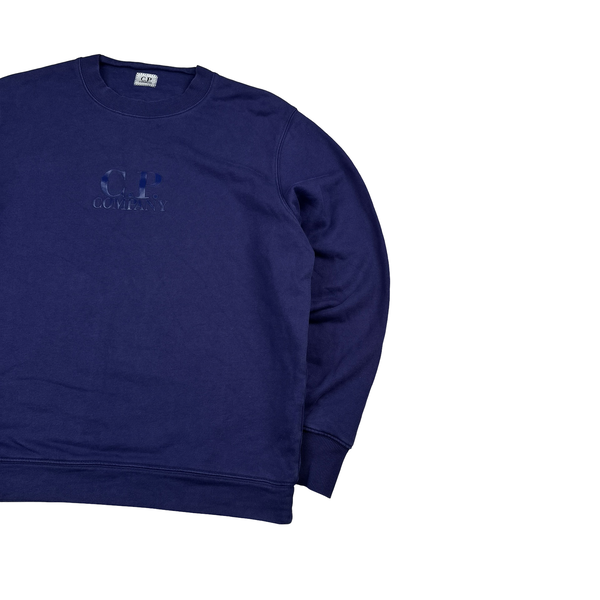 CP Company Spellout Cotton Purple Crewneck Jumper - Large