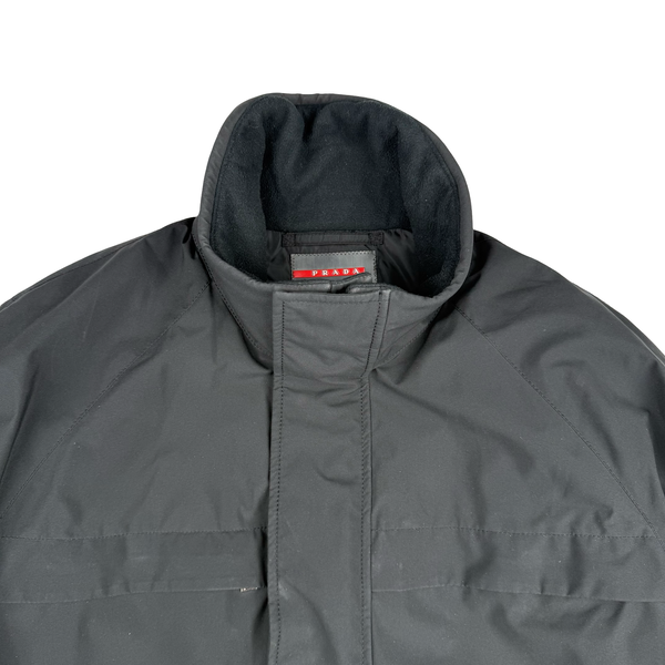 Prada Black Nylon Padded Red Tab Jacket - XL