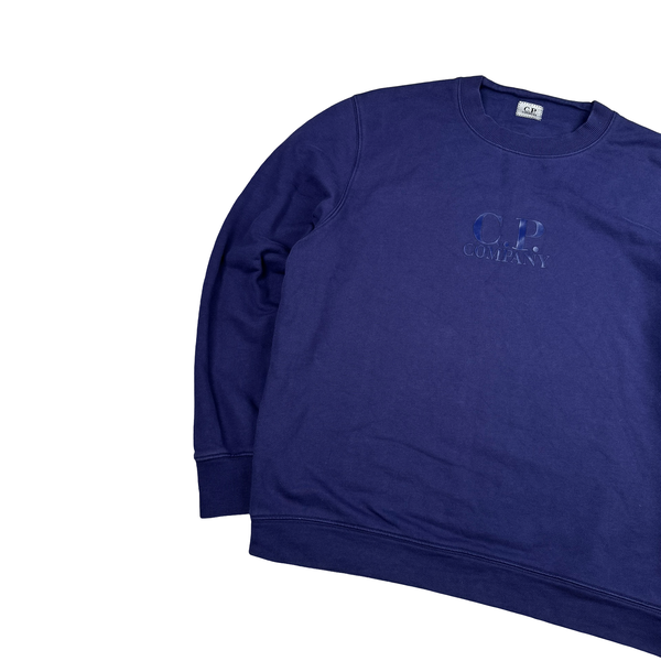 CP Company Spellout Cotton Purple Crewneck Jumper - Large