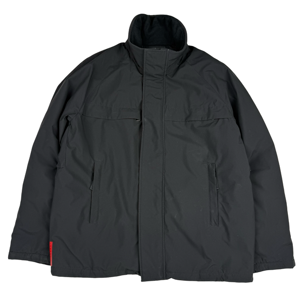 Prada Black Nylon Padded Red Tab Jacket - XL