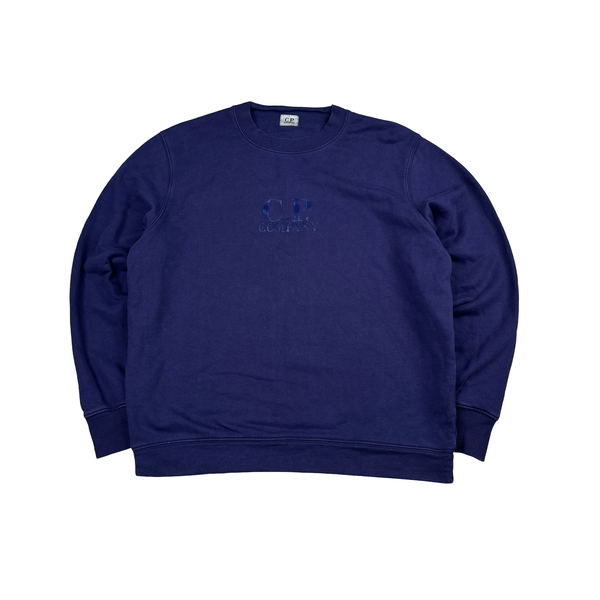 CP Company Spellout Cotton Purple Crewneck Jumper - Large