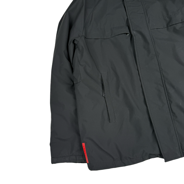 Prada Black Nylon Padded Red Tab Jacket - XL