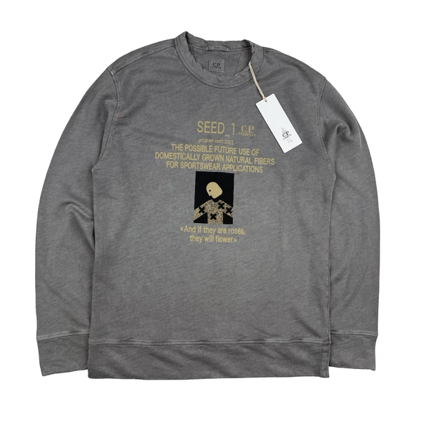 CP Company SEED_1 Grey Graphic Crewneck Sweatshirt - Small