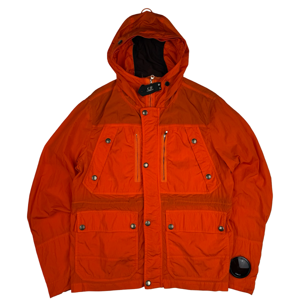 CP Company Orange Nylon Hooded Multi Pocket Lens View Jacket - Large (50)