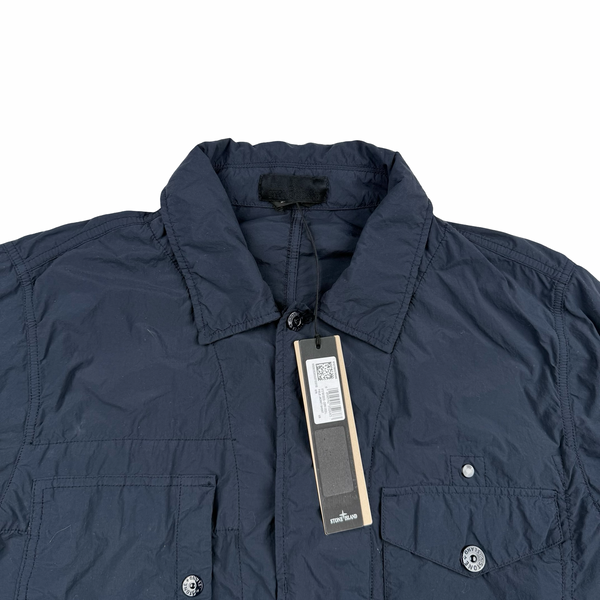 Stone Island 2026 Navy Nylon Smerigliato Ghost Piece Field Overshirt Jacket - Large