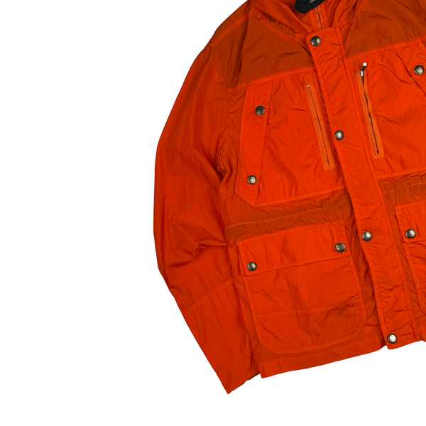 CP Company Orange Nylon Hooded Multi Pocket Lens View Jacket - Large (50)