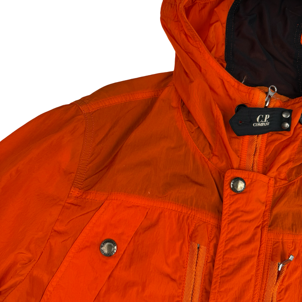 CP Company Orange Nylon Hooded Multi Pocket Lens View Jacket - Large (50)