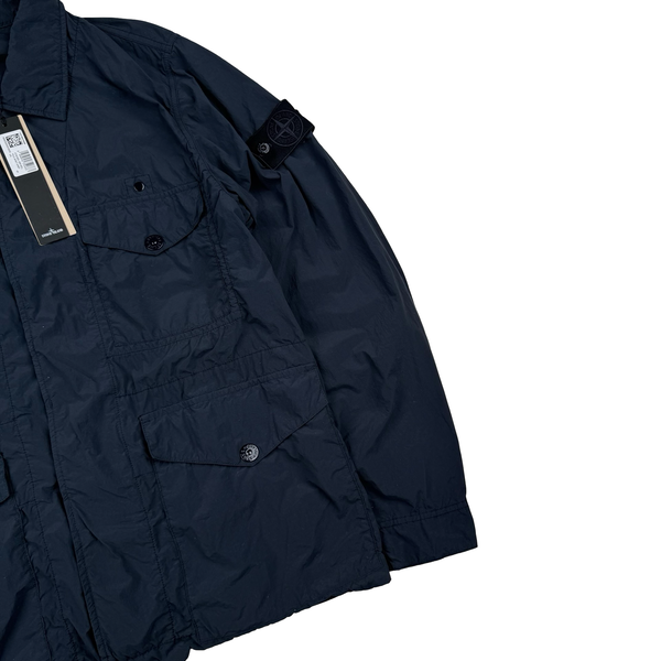 Stone Island 2026 Navy Nylon Smerigliato Ghost Piece Field Overshirt Jacket - Large