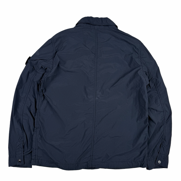Stone Island 2026 Navy Nylon Smerigliato Ghost Piece Field Overshirt Jacket - Large