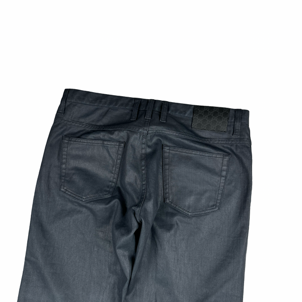 Gucci Black Waxed Cotton Straight Leg Jeans - Medium