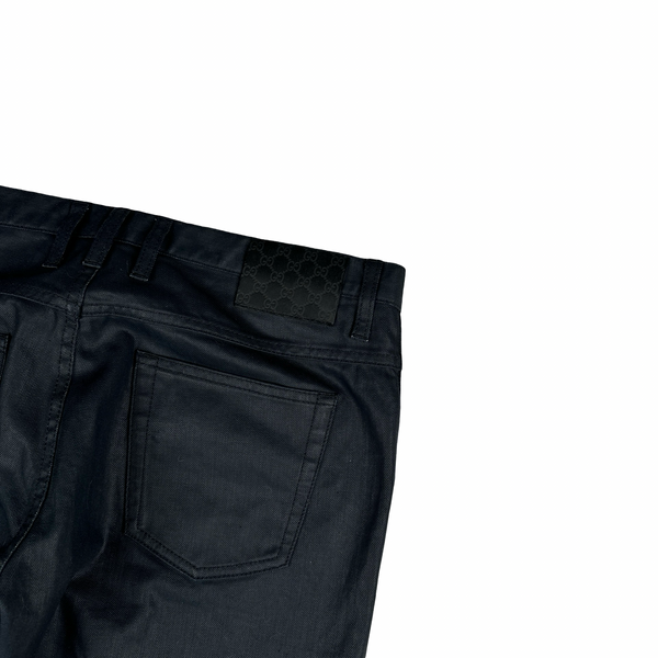 Gucci Black Waxed Cotton Straight Leg Jeans - Medium
