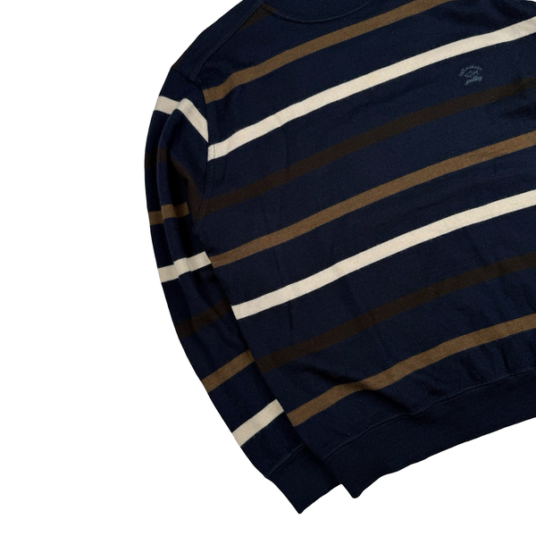 Paul & Shark Navy Striped Light Wool Knit Crewneck- Medium