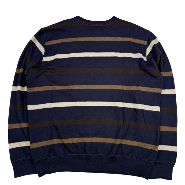 Paul & Shark Navy Striped Light Wool Knit Crewneck- Medium