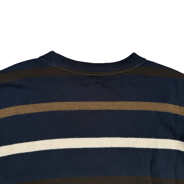 Paul & Shark Navy Striped Light Wool Knit Crewneck- Medium
