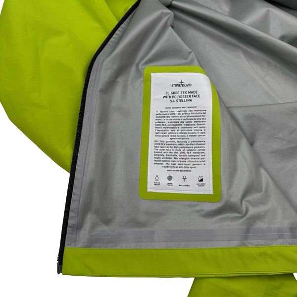 Stone Island Yellow Green Stellina 3L Gore-tex Jacket - Large