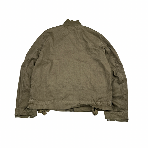 Stone Island 2002 Beige Lino Flax Blend Zipped Jacket - Large