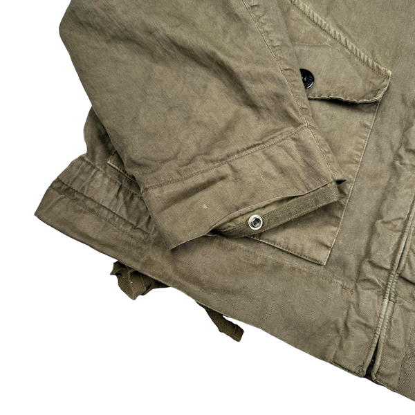 Stone Island 2002 Beige Lino Flax Blend Zipped Jacket - Large