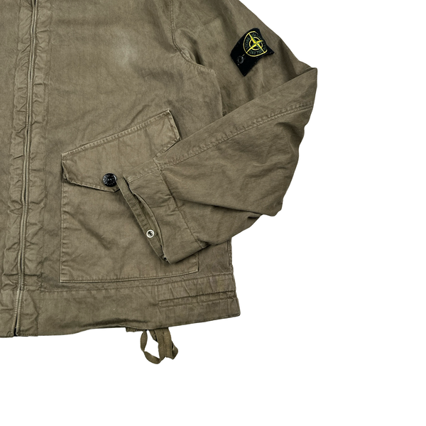 Stone Island 2002 Beige Lino Flax Blend Zipped Jacket - Large