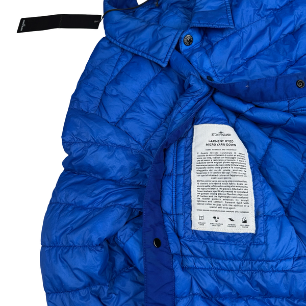Stone Island Blue Garment Dyed Micro Yarn Down Overshirt - XL