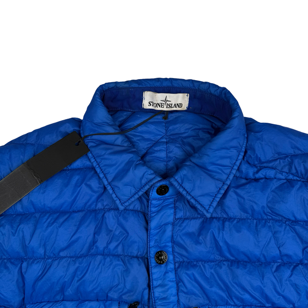 Stone Island Blue Garment Dyed Micro Yarn Down Overshirt - XL