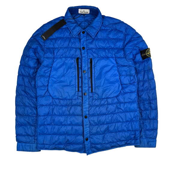 Stone Island Blue Garment Dyed Micro Yarn Down Overshirt - XL