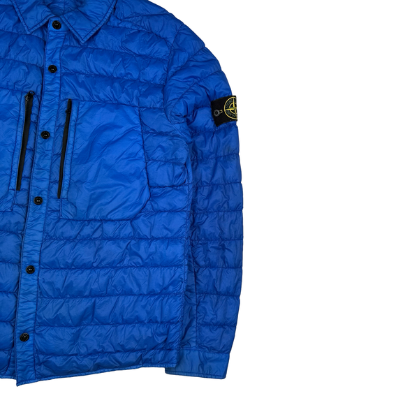 Stone Island Blue Garment Dyed Micro Yarn Down Overshirt - XL