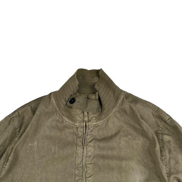 Stone Island 2002 Beige Lino Flax Blend Zipped Jacket - Large