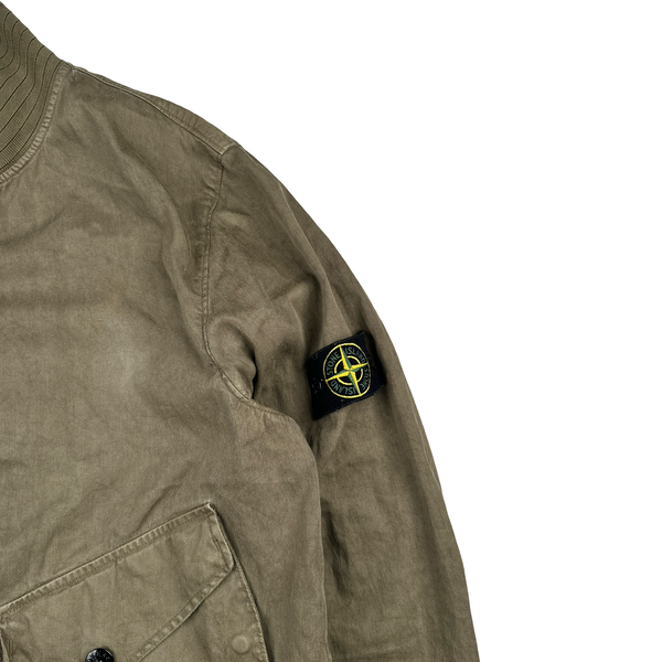 Stone Island 2002 Beige Lino Flax Blend Zipped Jacket - Large