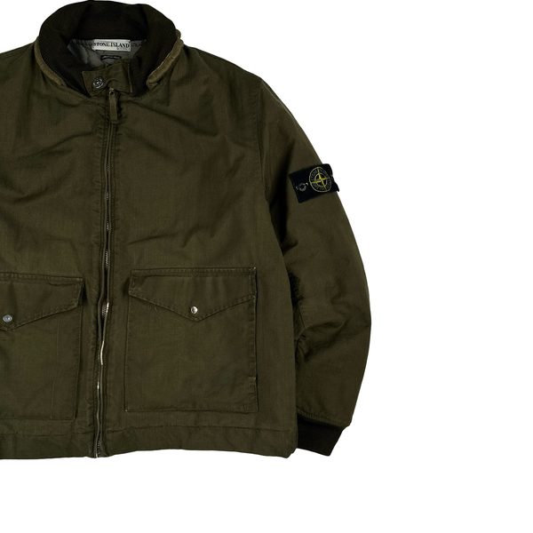 Stone Island Vintage 2001 Khaki Green Quilted Bomber Jacket - Large
