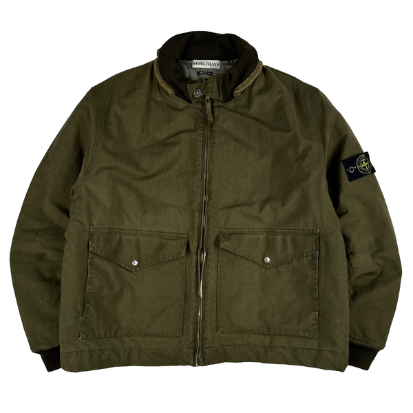 Stone Island Vintage 2001 Khaki Green Quilted Bomber Jacket - Large
