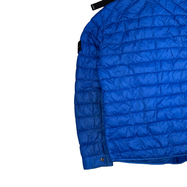 Stone Island Blue Garment Dyed Micro Yarn Down Overshirt - XL