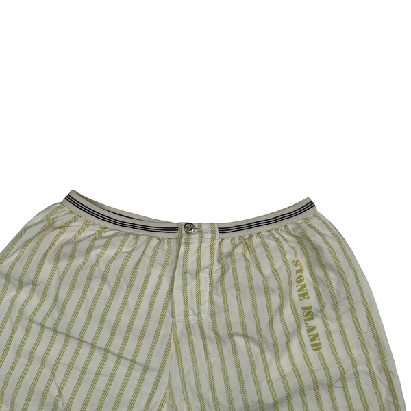 Stone Island Vintage Yellow Stripped Cotton Swim Shorts - Medium