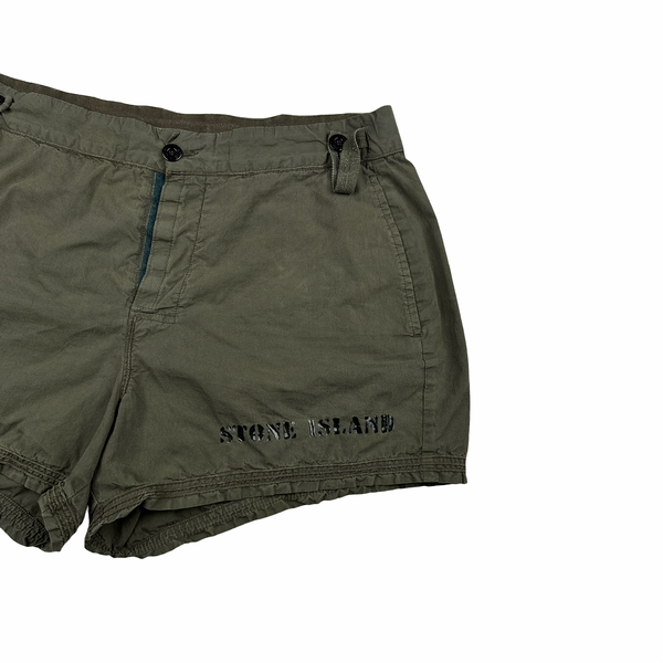 Stone Island 1995 Khaki Cotton Blend Swim Shorts - Small