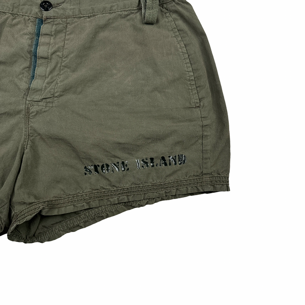Stone Island 1995 Khaki Cotton Blend Swim Shorts - Small